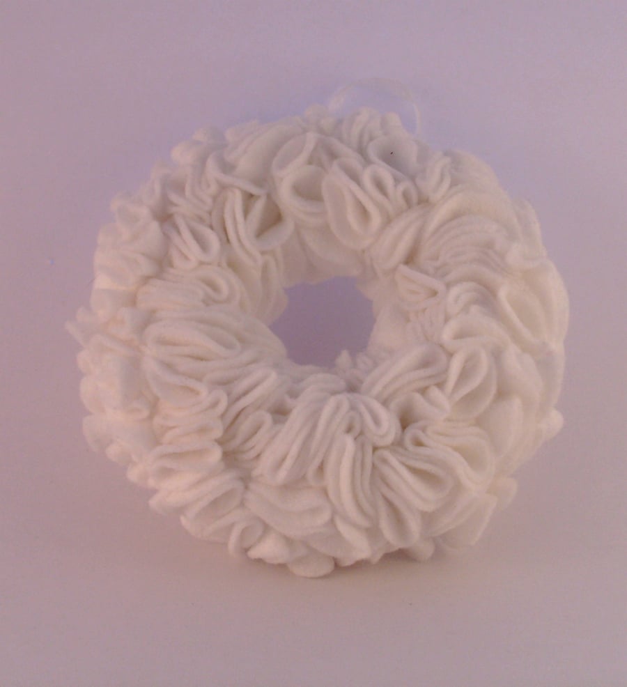 White felt wreath,Wedding decor,spring wreath,door wreath,White Christmas wreath