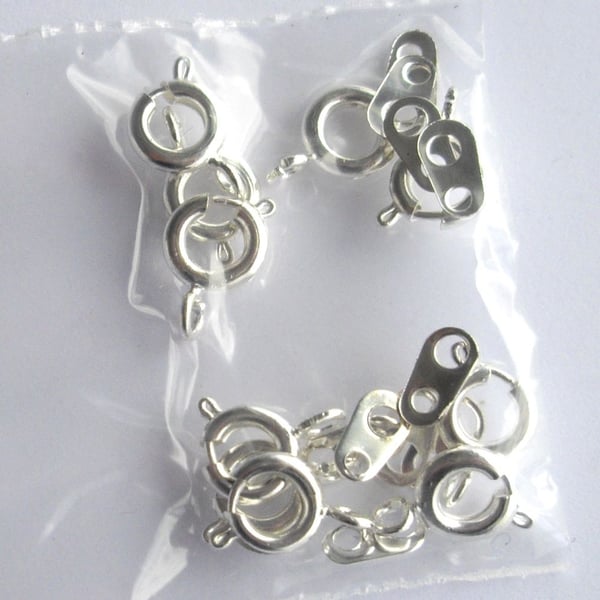 10 x 6 mm Silver Plated Bolt Ring Clasps with Tags  