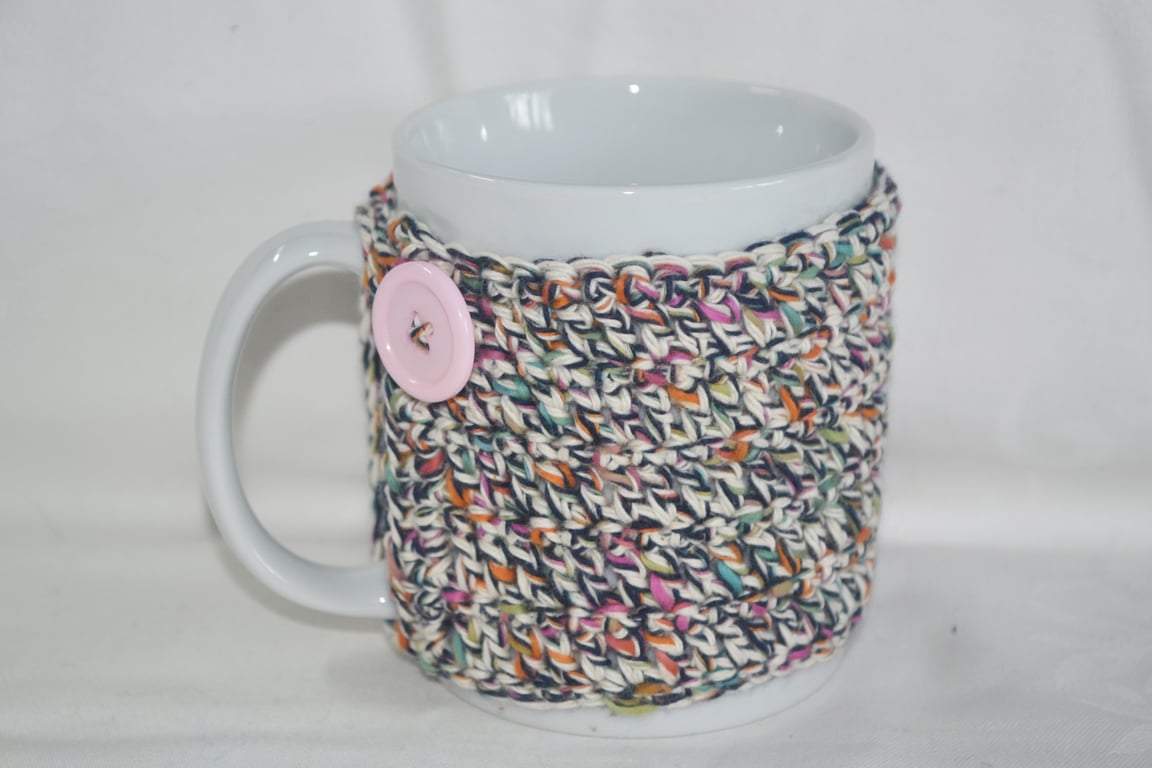 Crochet Mug Cosy Mug Wrap Mug Hug Multicoloured 100% Cotton Hygge OOAK Ver. 35