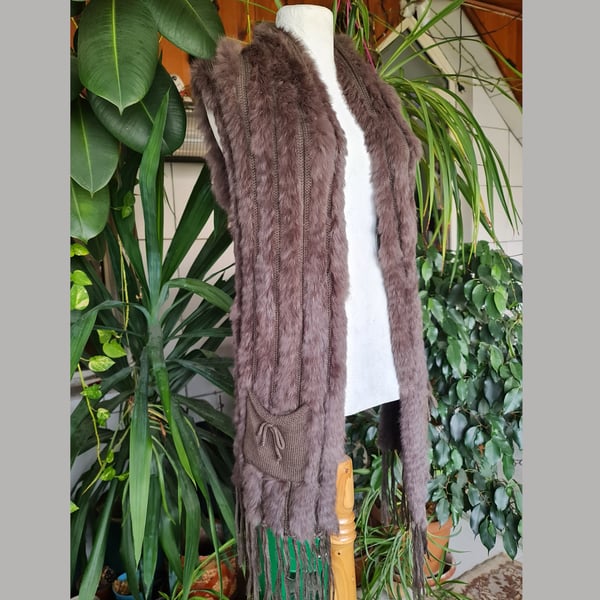 Mink color bohemian style vintage cardigan mink fur knitting woman top wear