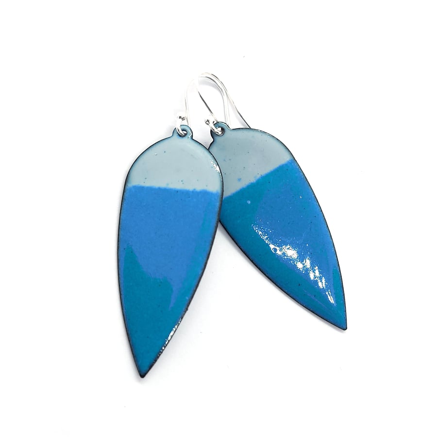 Teal & grey enamel statement earrings