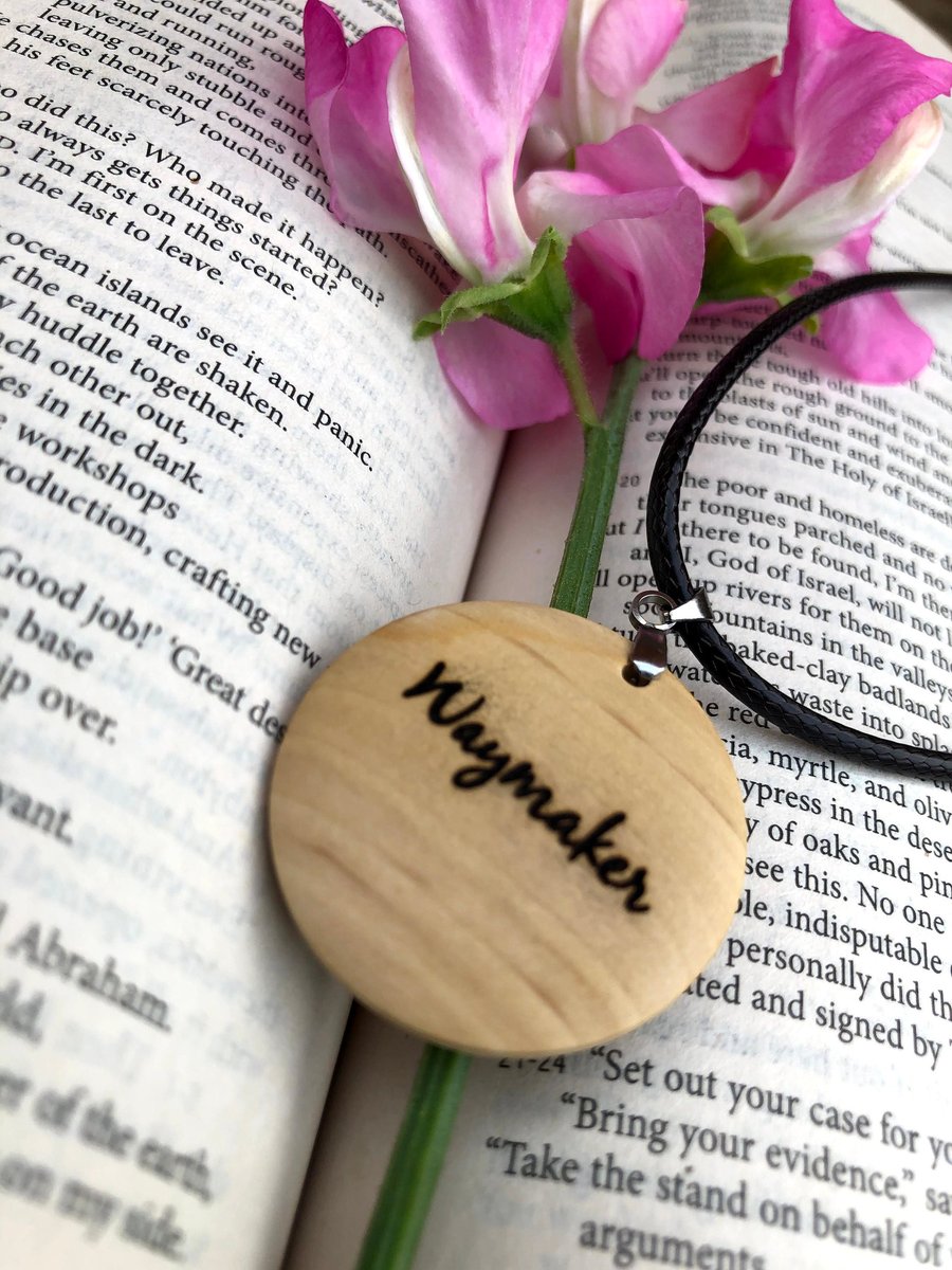 Waymaker Necklace, This Little L, Wood, Encouraging, Faith, Christian, Scripture