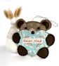 Bear Hug Hanging Decoration with Patterned Heart, Letterbox Gift - Image 4