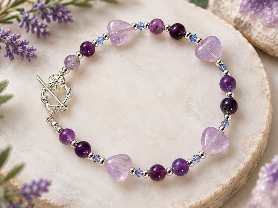 Lavender Amethyst & Sterling Silver Artisan Bracelet