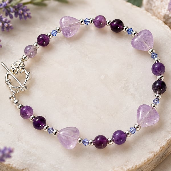 Lavender Amethyst & Sterling Silver Artisan Bracelet