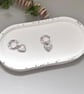 White Oval Tray with Black Glass Chip Accents - Eco Friendly Clay