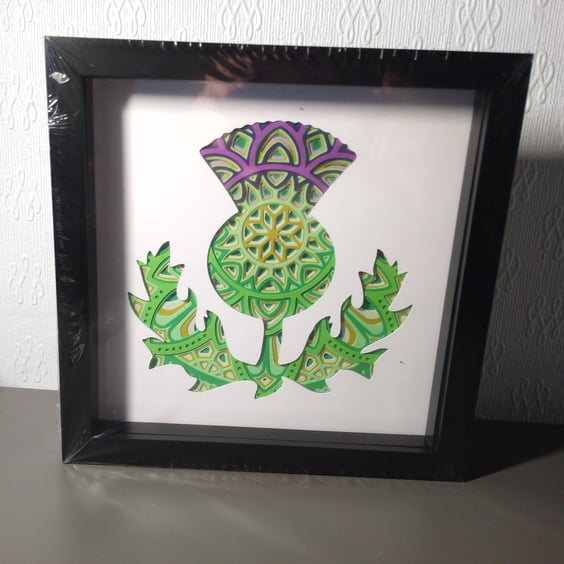 Wall Hanging Scottish Thistle, Shadow Box, Home Decor, Made in Scotland