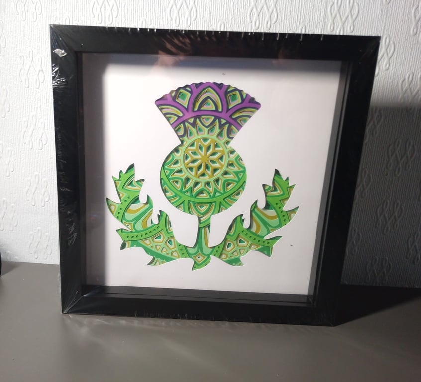 Wall Hanging Scottish Thistle, Shadow Box, Home Decor, Made in Scotland