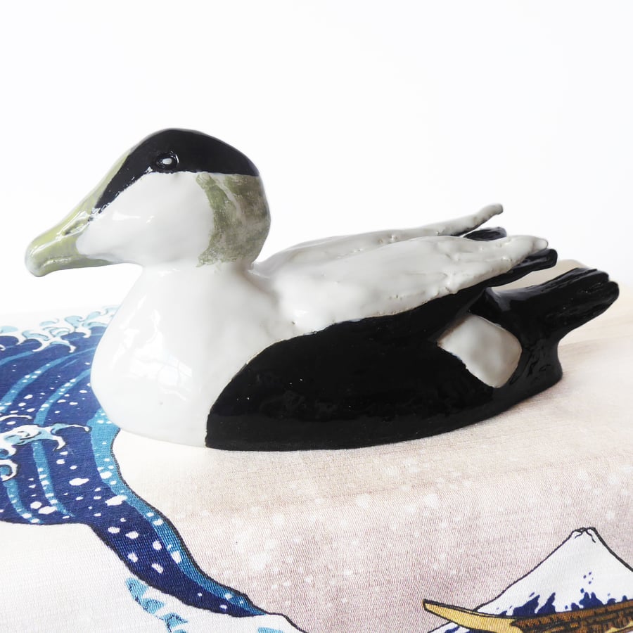 Eider Duck Ceramic Ornament - Handmade