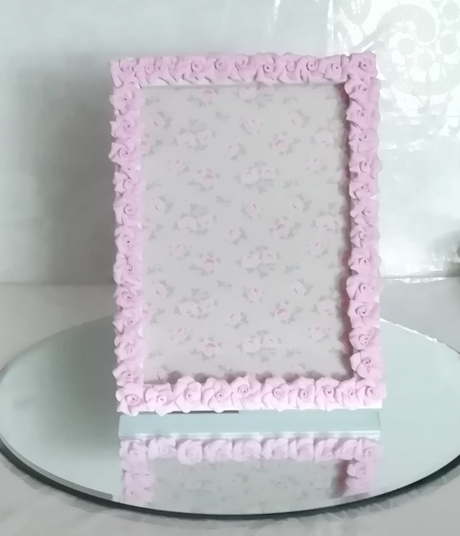 Clay rose picture frame 