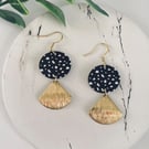 Black and Gold Geometric Fan Drop Earrings