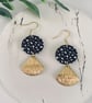 Black and Gold Geometric Fan Drop Earrings - Image 1