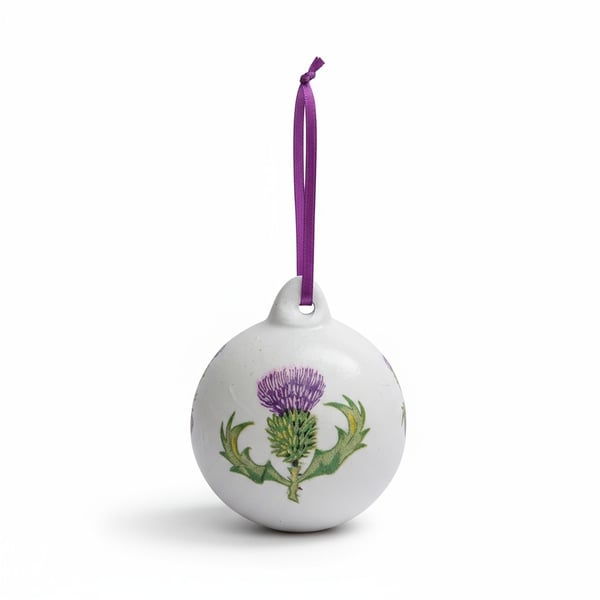 Scottish Thistle Ceramic Bauble Christmas Decoration Ornament
