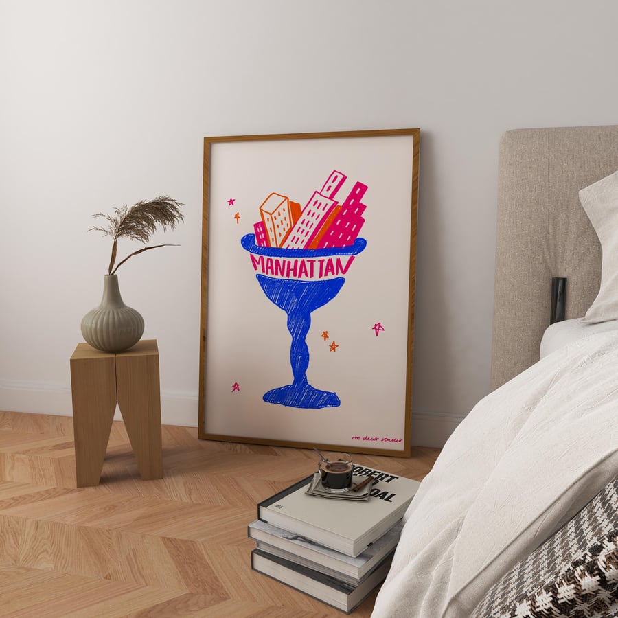 Manhattan Cocktail Art Print Poster