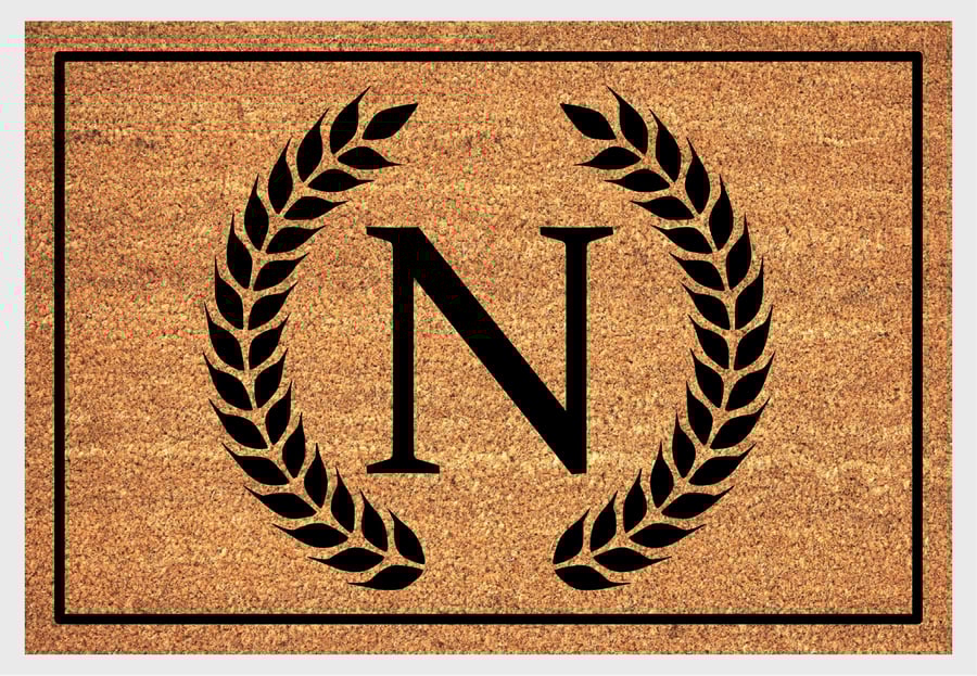 N Letter Door Mat - Monogram Letter N Welcome Mat - 3 Sizes