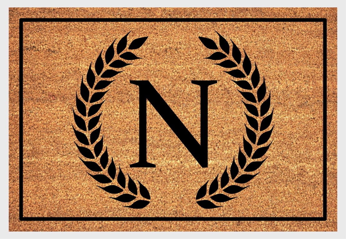 N Letter Door Mat - Monogram Letter N Welcome Mat - 3 Sizes