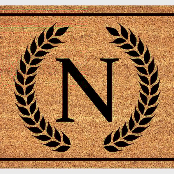 N Letter Door Mat - Monogram Letter N Welcome Mat - 3 Sizes