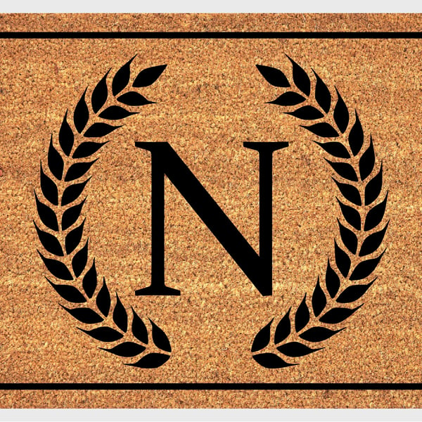 N Letter Door Mat - Monogram Letter N Welcome Mat - 3 Sizes