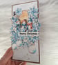 Handmade Snowman Christmas Card(25). Blue Winter Scene. - Image 4