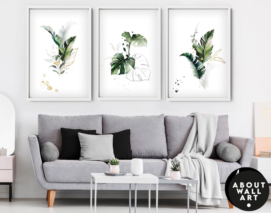 Botanical Illustration Set x 3 Prints, Home Decor, Wall hanging, office decor, L