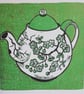 Teapot linoprint Teatime green - Image 1