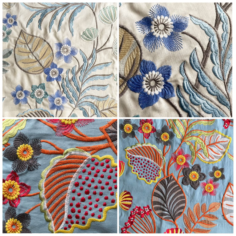 Two fabric samples from a Jane Churchill ex-display upholstery book