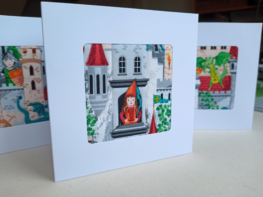 Greeting card for child Princess in tower - blank for any occasion