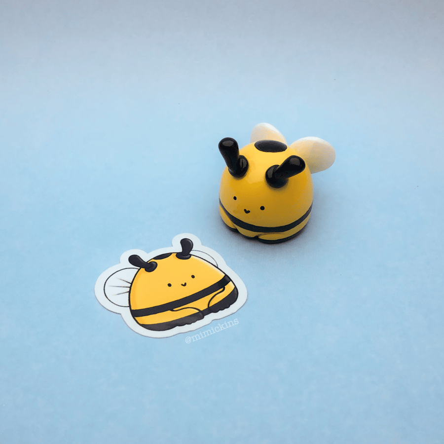 Little Bee Friend, Handmade Polymer Clay figure