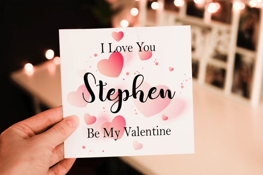 I Love You Valentine Card, Personlaised Card for Valentine, Personalised Card