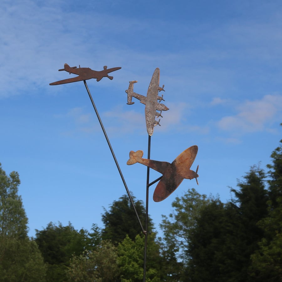 Rusty metal aircraft outdoor and garden aviation gift for plane enthusiast