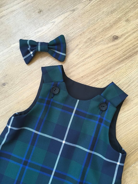 Douglas Tartan Pinafore Dress and Hair Bow