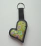 applique embroidered heart keyring key fob hanging decoration LIME GREEN - Image 3
