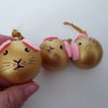 3x Guinea Pig Christmas Tree Bauble Decorations in Gold Pet Animal