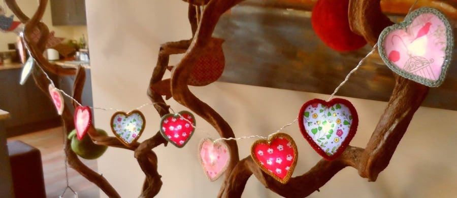 Heart Fairy lights in vintage pastels.