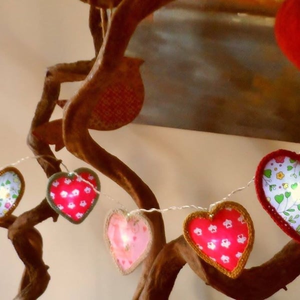 Heart Fairy lights in vintage pastels.