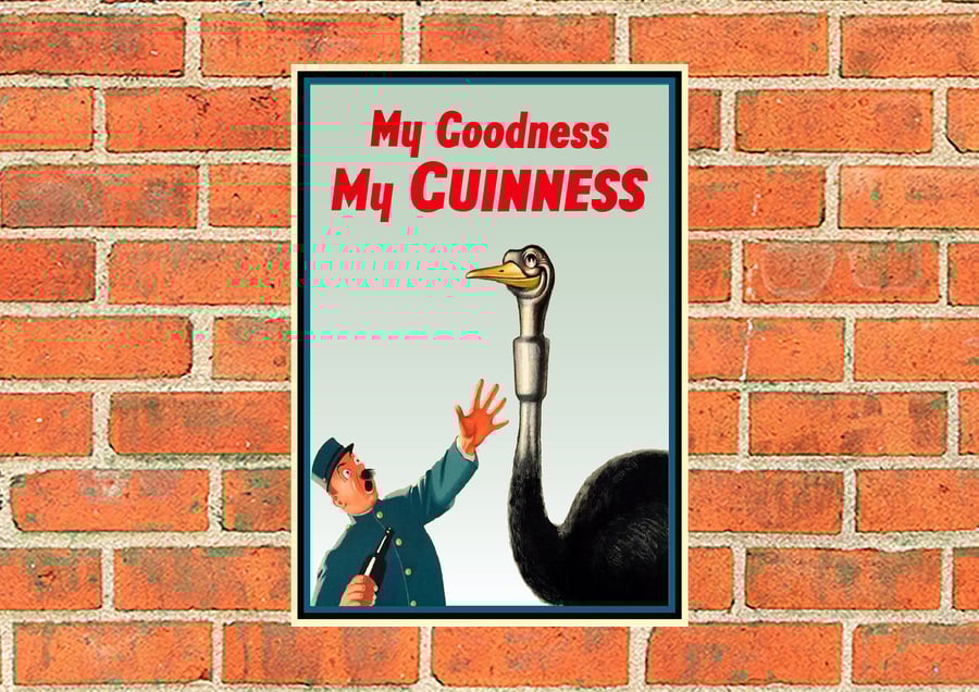 Guinness metal sign. Zookeeper and Ostrich suitable for Pub, Bar, Man cave