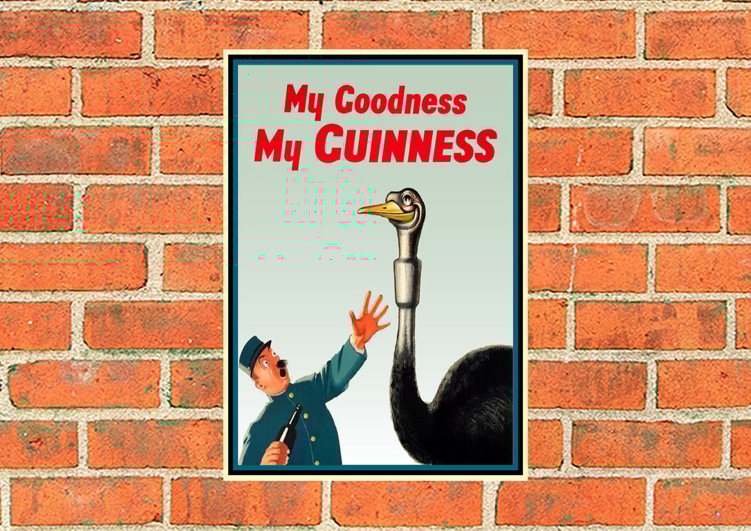 Guinness metal sign. Zookeeper and Ostrich suitable for Pub, Bar, Man cave