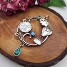 Moonlit Voyage Sterling Silver Hot Air Balloon Celestial Pendant