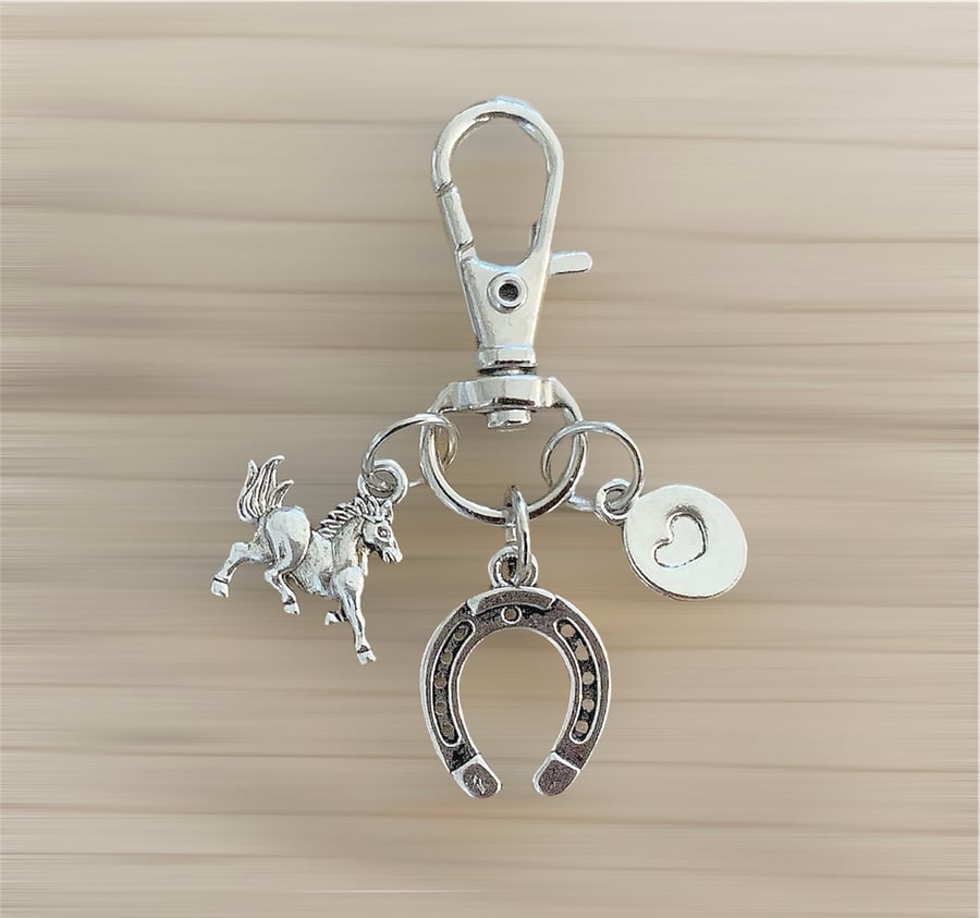 Bag Charm. Horse Bag Charm. Equestrian Bag Charm. Horseshoe Bag Charm.