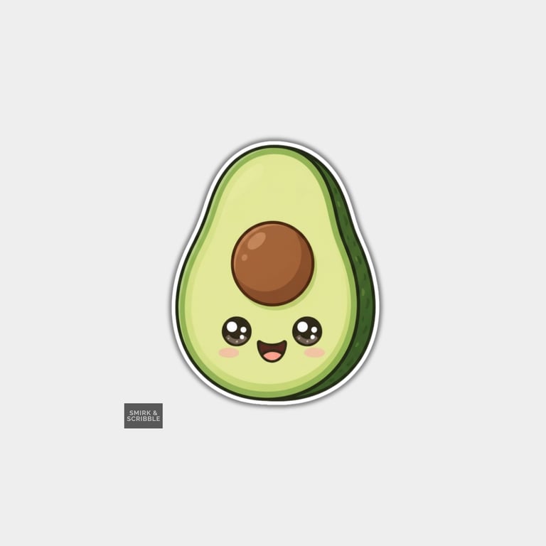 Funny Vinyl Die Cut Sticker For Adults - Cute Kawaii Avocado