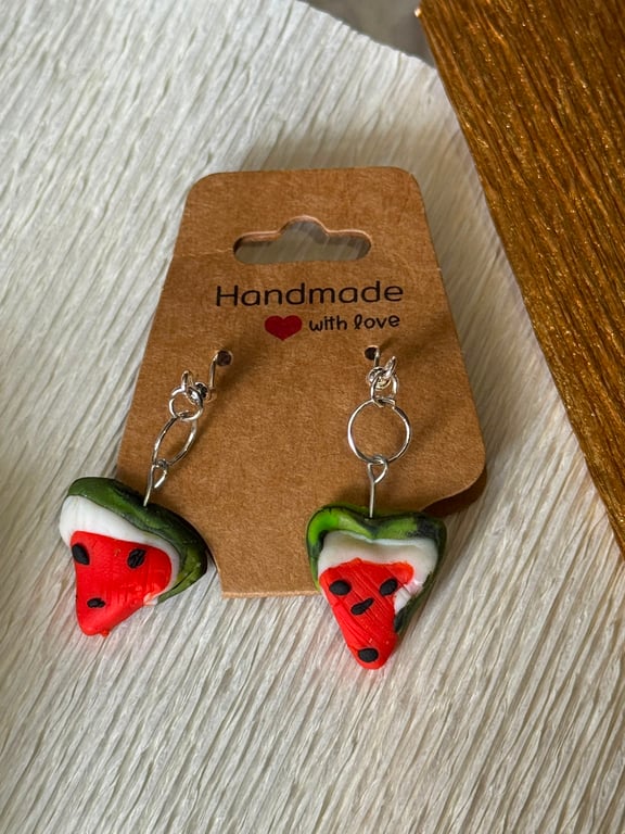 Juicy Handcrafted Watermelon Slice Drop Earrings