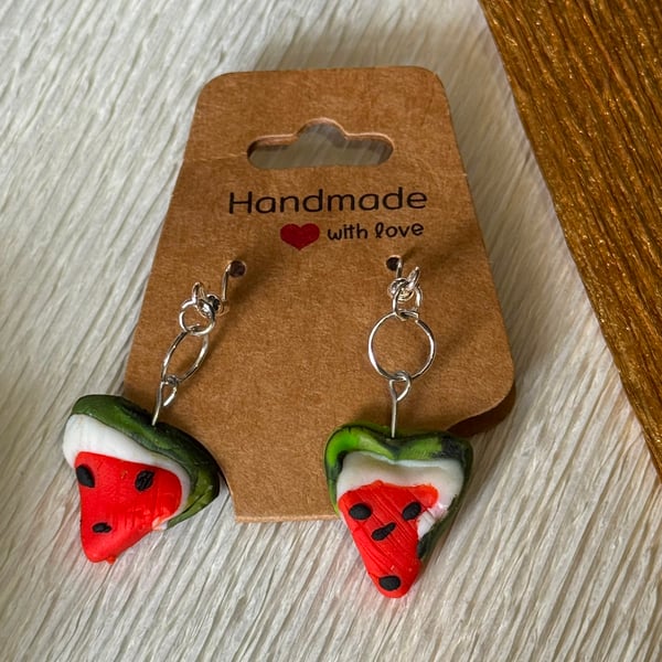 Juicy Handcrafted Watermelon Slice Drop Earrings