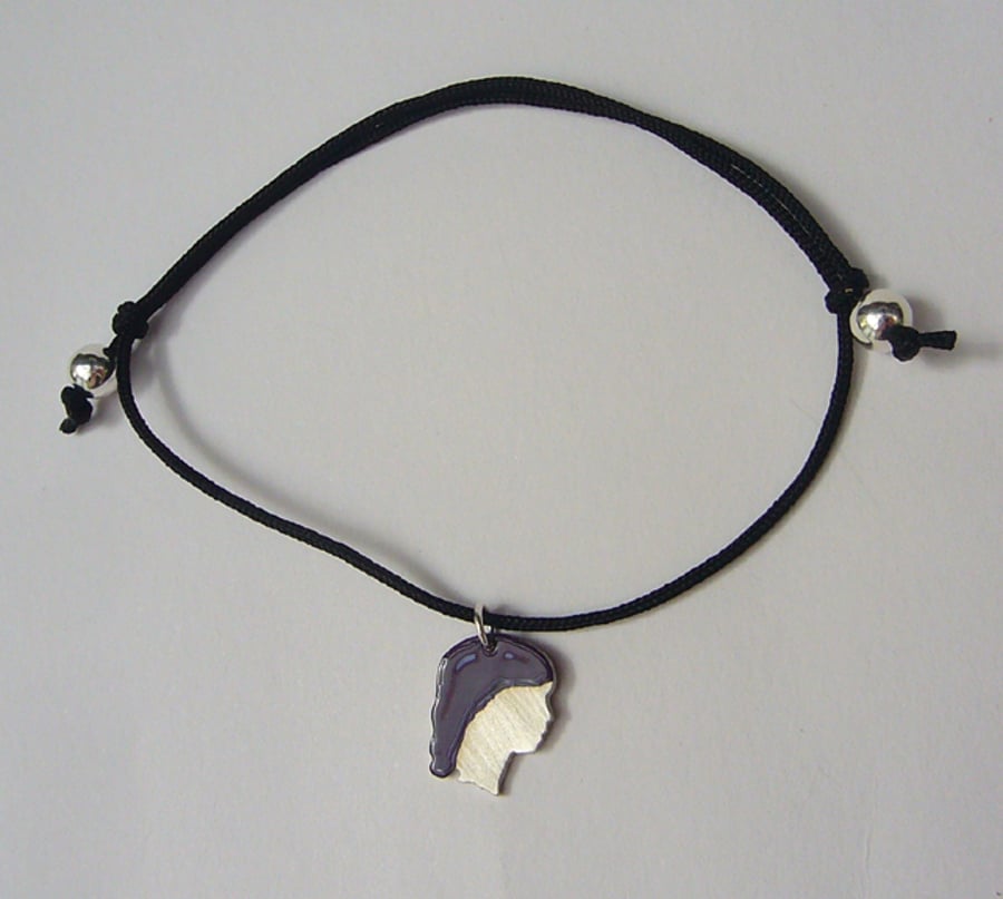 Girl with purple hair bracelet