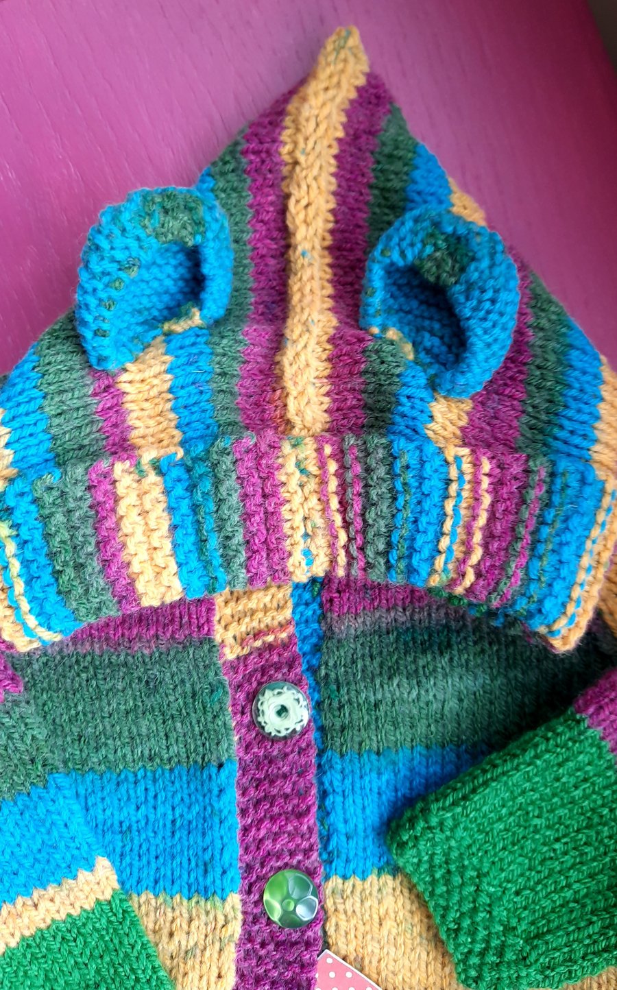 Striped Teddy bear baby hoody 