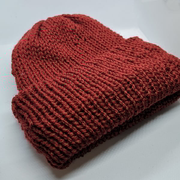 Handknitted burgundy hat