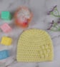 Lemon Yellow Crochet Baby Hat with Rainbow Faux Fur Pom - Newborn to 3 Months - Image 6