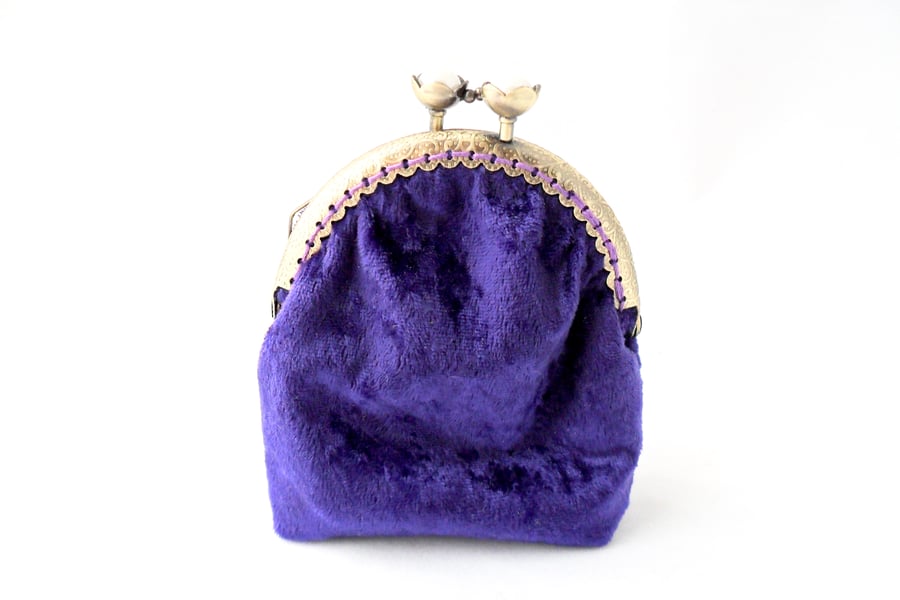 Purple velvet coin purse