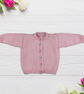 Baby girl cardigan hand knitted in pale pink 0 - 3 months  - Image 2