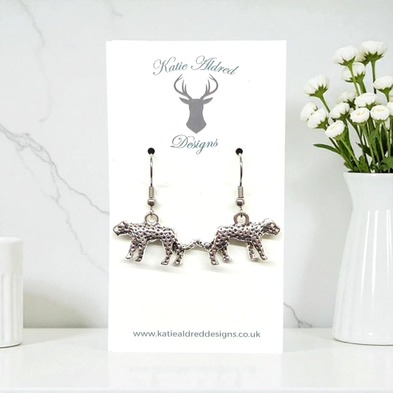 Charm Earrings - Silver Leopard