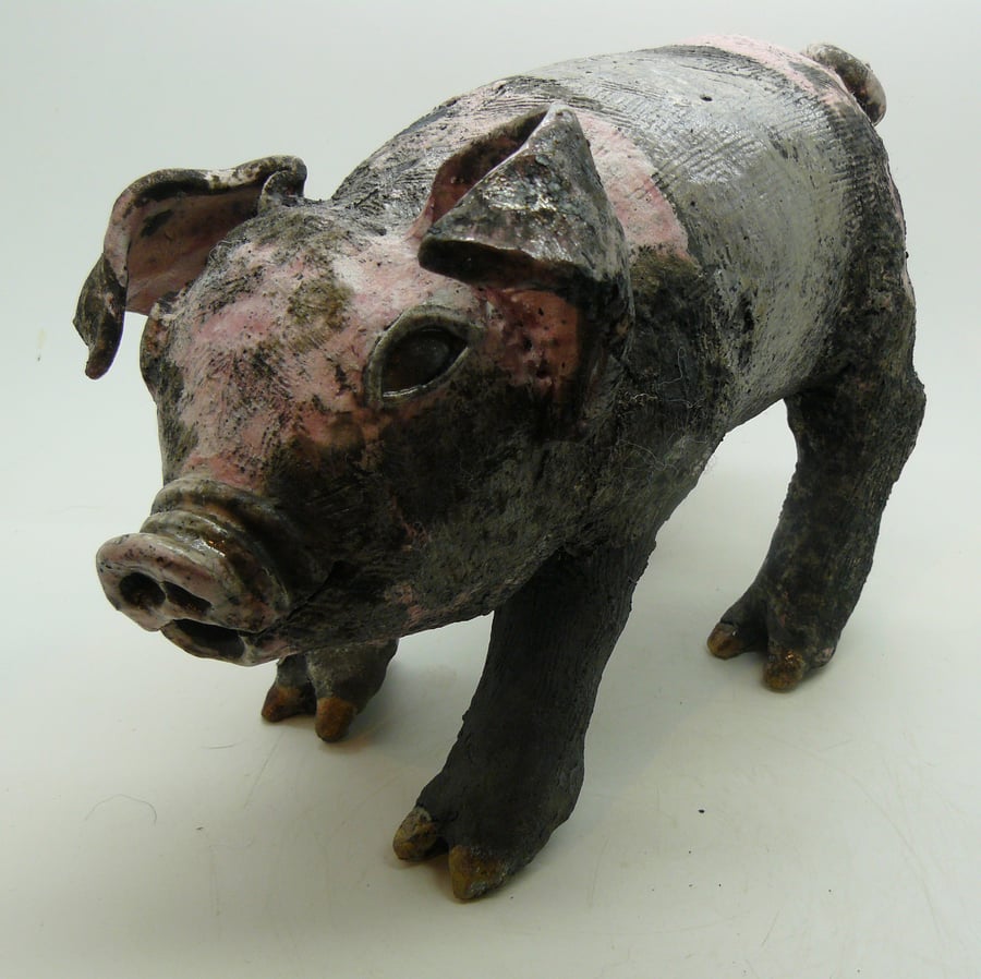 Clay Raku fired Piglet